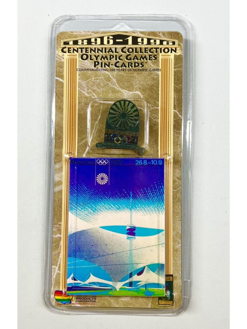 VINTAGE 1996 Centennial Collection Olympic Games Pin on Card Sealed Munich 1972